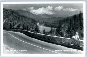 c1940s Mt Shasta, CA Risque Woman Highway RPPC Eastman's Studio Real Photo A130