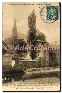 Old Postcard Thann Witches Tower and Bell Tower of the Church