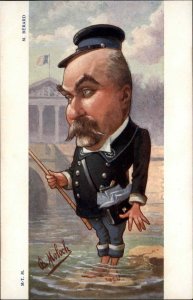 French Politics  Satire Caricature Comic Art  Victor B�rard c1900 Postcard