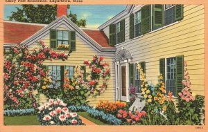 Vintage Postcard 1953 Emily Post Residence Flower Garden Edgartown Massachusetts