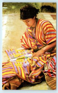 SAN JUAN SACATEPEQUEZ, Guatemala  INDIAN GIRL Working  c1950s Postcard