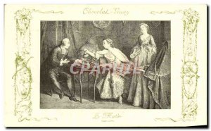 Old Postcard Fancy Chocolate Advertisement Women Vivay morning Lancret