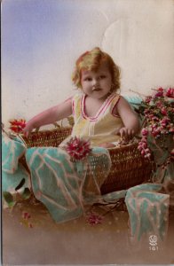 Victorian Girl Coloured Vintage RPPC C001