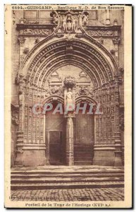 Old Postcard Guingamp Notre Dame de Bon Secours Tower Gate Clock