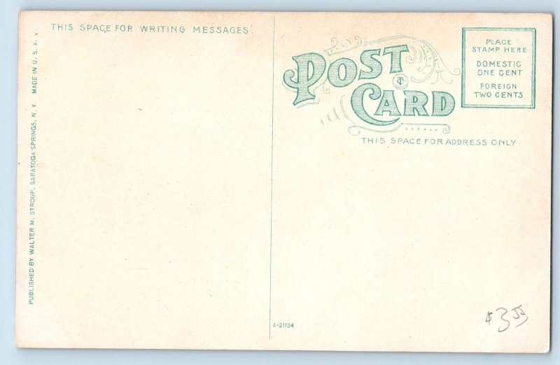 c1910 Post Office Building Dirt Road Trees Saratoga Springs New York NY Postcard
