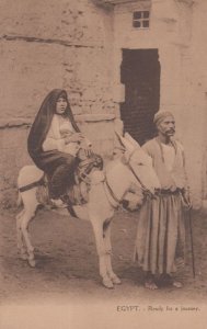 Egyptian Mother & Child Horse Ride Ready For A Journey Antique Egypt Postcard