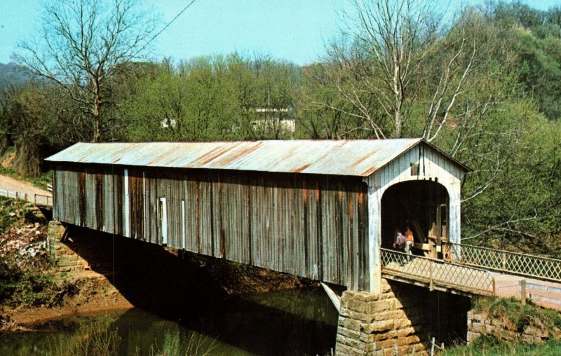 VINTAGE POSTCARD COVERED BRIDGE COW RUN BRIDGE MARIETTA OHIO