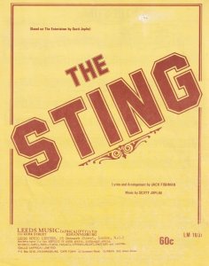 The Sting Entertainer Scott Joplin Rare South African 1970s Sheet Music