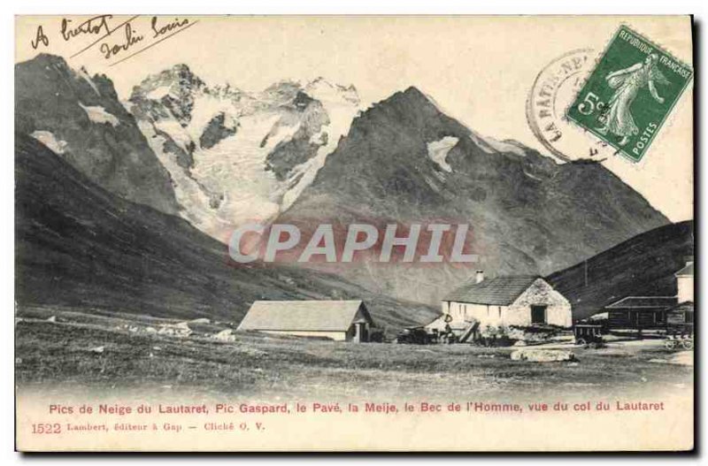 Postcard Ancient Peaks Niege Lautaret Pic Gaspard the Pave the Maije Le Bec o...