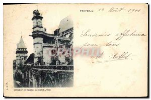 Postcard Old Troyes Bell and belfry of St. John Map precursor