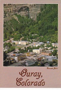 Colorado Ouray with Cascade Falls Aerial View