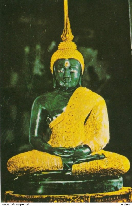 BANGKOK, Thailand, 1940-60s; Emerald Buddha in Rainy Season Robe, Wat Phar Ke...