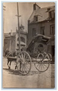 c1907 Horse & Carriage Street View Quebec Canada RPPC Photo Unposted Postcard 