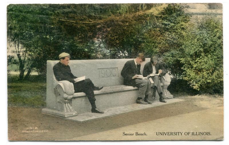 Senior Student Bench University Illinois Urbana Champaign 1913 postcard