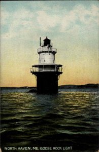 NORTH HAVEN ME Goose Rock Lighthouse c1910 Postcard