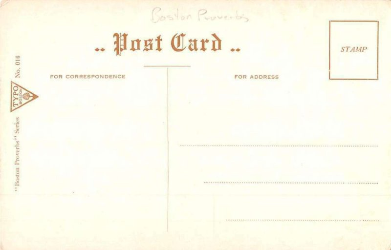 Greetings Aviation Pilot Flying Airplane Boston Proverbs Postcard AA52875