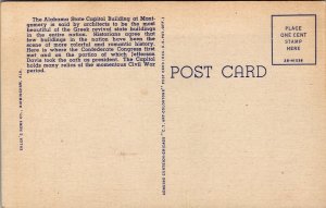 Vtg Montgomery Alabama AL State Capitol 1940s Unused Linen Curteich Postcard