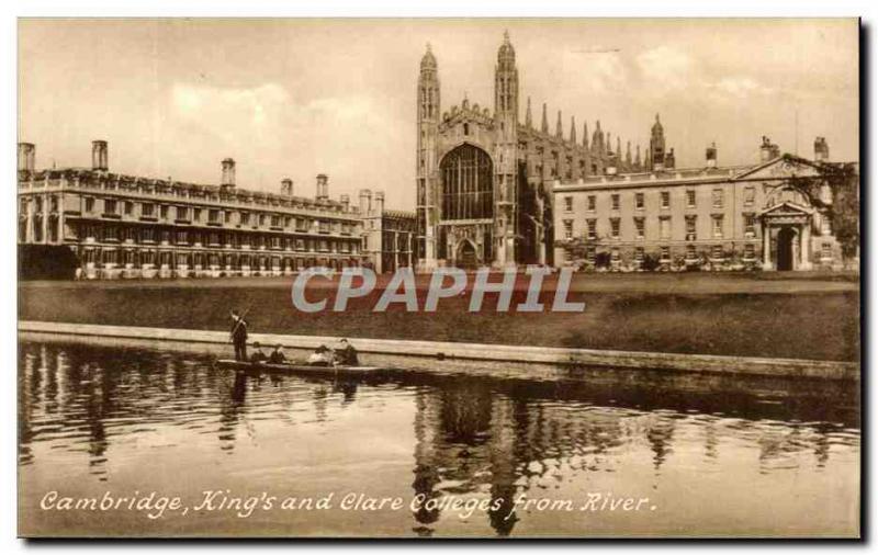 Postcard Old Cambridge King & # 39s and Clare Calleges From River