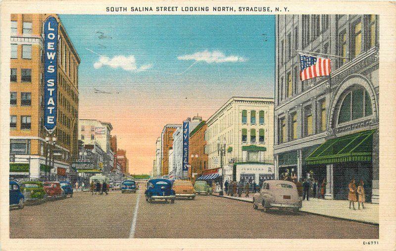 Autos 1946 Salina Jefferson Theatre Postcard Jubb 12503 Syracuse New York 