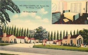 McCrea Courts Mt Vernon Missouri roadside MWM linen 1940s Postcard 11187