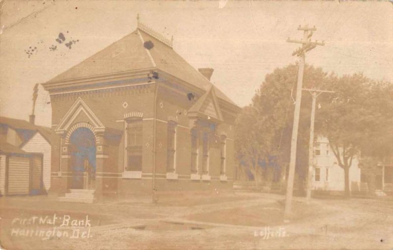 Harrignton Delaware First National Bank Real Photo Vintage Postcard AA7489