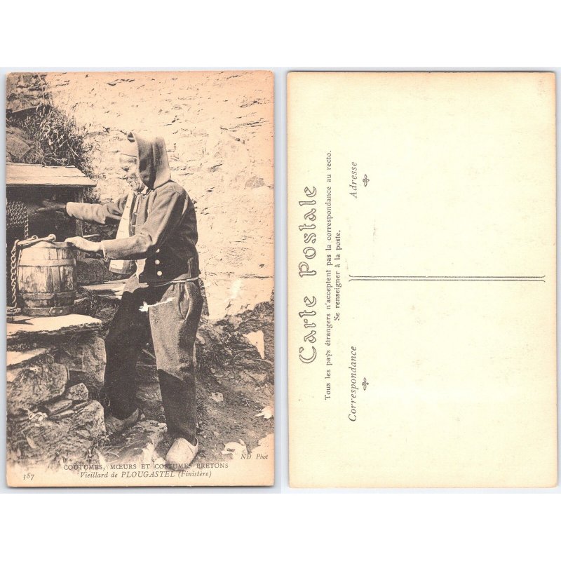 Postcard Vieillard de Plougastel Brittany France Breton Costume Poland