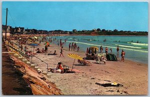 Vtg York Beach Maine MA Long Sands Beach View 1940s Chrome Postcard