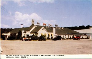 Postcard CT Norwalk Melton Museum of Antique Automobiles & Restaurant 1950s S92