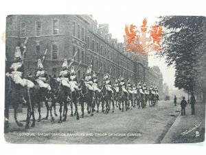 Knightsbridge Barracks & Troop of Horse Guards London Vintage Postcard c1914