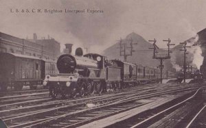 Brighton Liverpool Train Express Antique Postcard