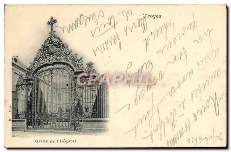 Postcard Old Troyes Grid of & # 39Hopital