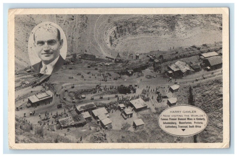 1938 Diamond Mine Harry Gamler South Africa Capetown Advertising Postcard