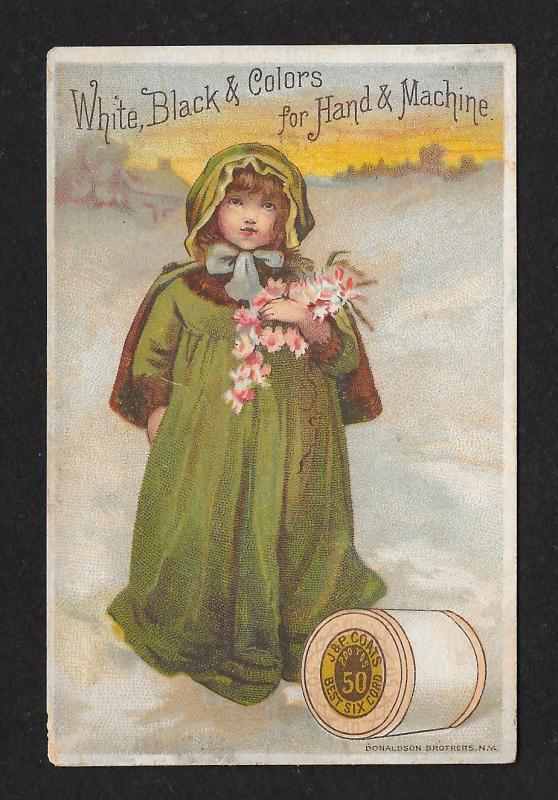 VICTORIAN TRADE CARD Coats' Thread Girl Winter Cape