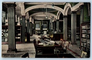 Cedar Rapids Iowa IA Postcard Interior Public Library Building 1910's Antique
