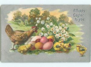 Divided-Back EASTER CHICK SCENE Cute Postcard AA0851
