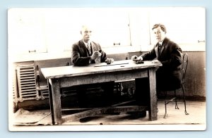 RPPC Men Playing Dominos Real Photo Postcard