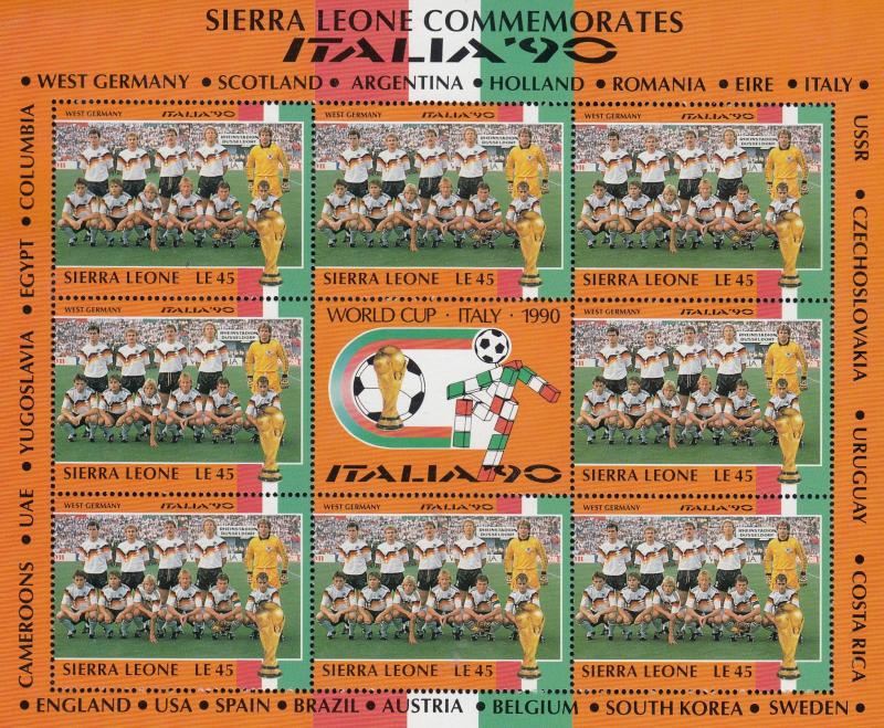 West Germany Football World Cup Italia 1990 Rare Full Sheet Block Of Limited ...