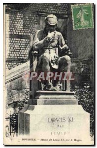 Old Postcard Bourges Statue of Louis XI