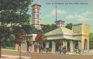 Hamilton Bermuda, House of Parliament, Bicycles, Yankee Store Linen, 1950's