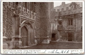 1905 Magdalen College Oxford Chapel Door and Pulpit England Posted Postcard