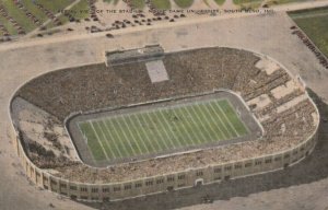 VINTAGE POSTCARD AERIAL VIEW OF NOTRE DAME UNIVERSITY STADIUM POSTED 1947