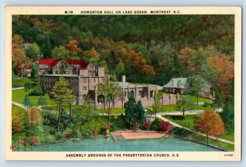 Montreat North Carolina NC Postcard Howerton Hall On Lake Susan 1956 Vintage
