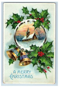 Circa 1910 Christmas Missletoe Bells #2 Vintage Postcard P108E