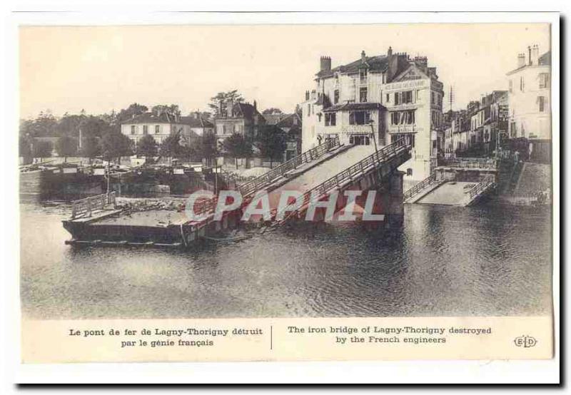 Lagny Thorigny Old Postcard fere The bridge of Lagny Thorigny destroyed by th...