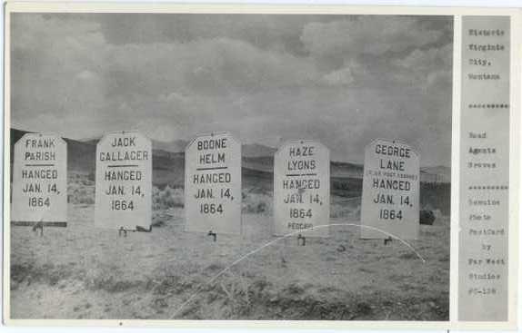 RPPC of Hanged Road Agent Graves Virginia City, Montana, MT