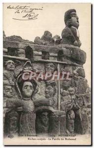 Old Postcard Cote d & # 39Emeraude Rotheneuf Rocks carved Family of Rotheneuf