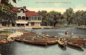 Boat House, Lincoln Park, Chicago, Illinois c1910s Vintage Postcard