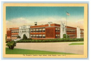 c1940s The Benjamin Franklin High School, Cedar Rapids, Iowa IA Vintage Postcard