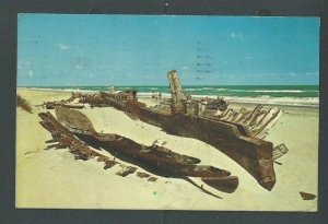 Post Card North Carolina Ship Wreck Buried On The Beach