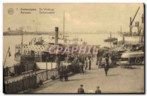 Old Postcard Antwerpen From Antwerp Vlotbrug Embarcadere Boat